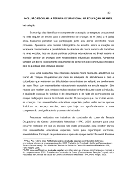 20 INCLUS&Atilde;O ESCOLAR: A TERAPIA OCUPACIONAL