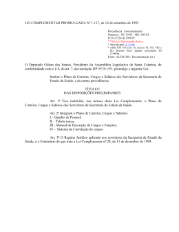 LEI COMPLEMENTAR PROMULGADA N&ordm; 1.137, de 14 de