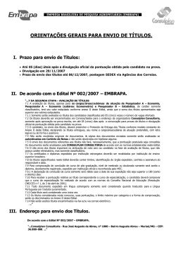 Orientações Gerais Envio de Títulos
