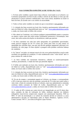 DAS CONDI&Ccedil;&Otilde;ES ESPEC&Iacute;FICAS DE VENDA DA VALE: 1. Os bens