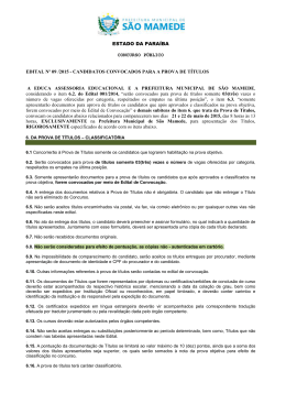 Edital de Convocao Prova de Ttulos CONCURSO