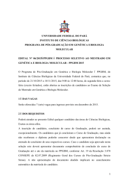 processo seletivo ao mestrado em gen&eacute;tica e biologia