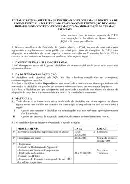 DRE e Complementa&ccedil;&atilde;o de Carga Hor&aacute;ria