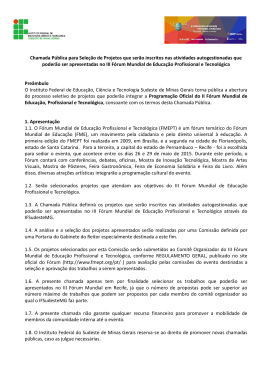 III Forum Mundial - Instituto Federal do Sudeste de Minas Gerais
