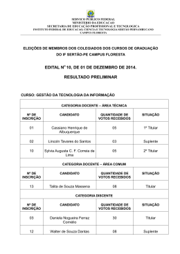 Resultado preliminar - IF Sert&atilde;o-PE