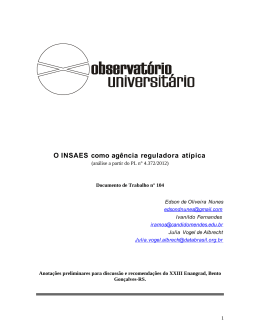 O INSAES como agência reguladora atípica