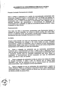 JULGAMENTO DA coNcoRR&Ecirc;NcrA P&uacute;BLrcA N&deg;. 00112012