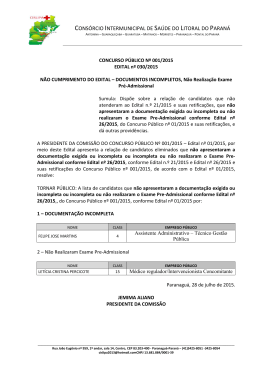 edital 030.2015 documenta&ccedil;&atilde;o incompleta n&atilde;o realiza&ccedil;&atilde;o