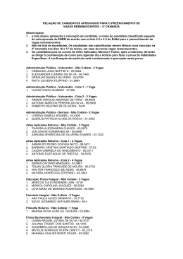Resultado da 2&ordf; chamada de inscri&ccedil;&otilde;es para vagas