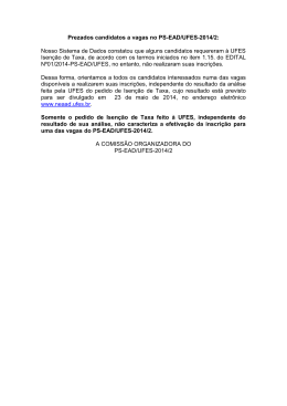 Prezados candidatos a vagas no PS-EAD/UFES-2014/2
