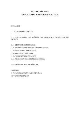 ESTUDO T&Eacute;CNICO EXPLICANDO A REFORMA POL&Iacute;TICA