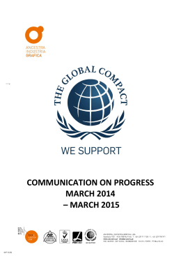 COMMUNICATION ON PROGRESS MARCH 2014 – MARCH 2015