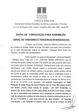 de justi&ccedil;a - DENUSA Destilaria Nova Uni&atilde;o S/A.