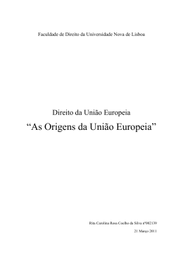 “As Origens da União Europeia”