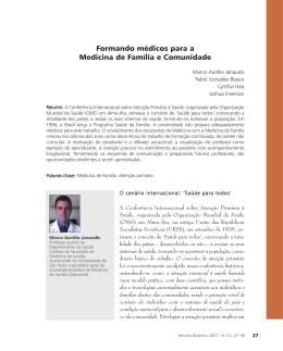 Formando m&eacute;dicos para a Medicina de Fam&iacute;lia e