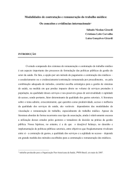 Modalidades de contratação e remuneração do