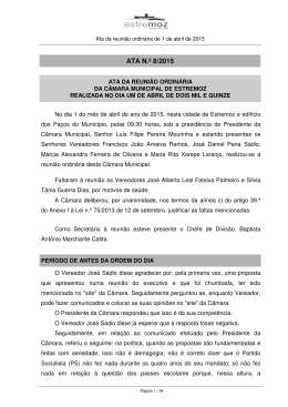 ATA N.&ordm; 8/2015 - C&acirc;mara Municipal de Estremoz