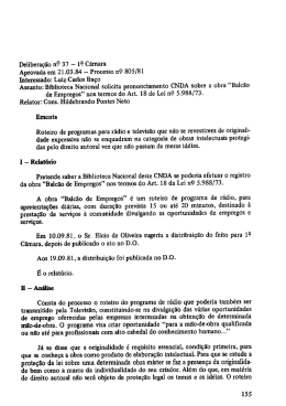 Delibera&ccedil;&atilde;o n? 37 - 12! C&acirc;mara Aprovada em 21.03.84