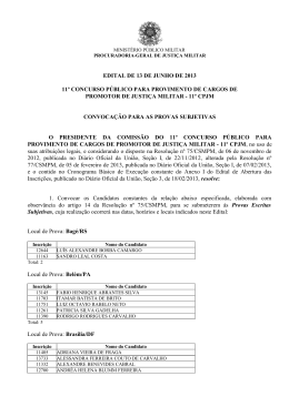 Edital - Minist&eacute;rio P&uacute;blico Militar