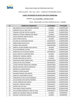 RESULTADO FINAL DO PROCESSO SELETIVO n&ordm; - SESC-MA
