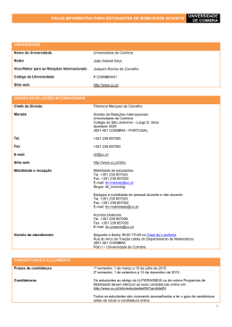 Folha informativa para universidades parceiras e estudantes de