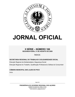 Jornal Oficial da Região Autónoma dos Açores, II série, n.º 166