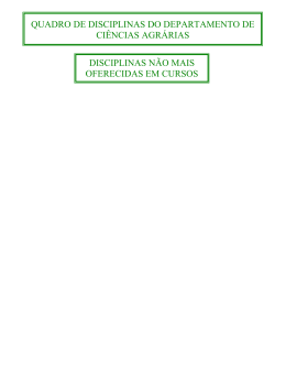 quadro de disciplinas do departamento de ci&ecirc;ncias agr&aacute;rias
