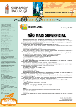 N&Atilde;O MAIS SUPERFICIAL - Igreja Batista Itacuru&ccedil;&aacute;