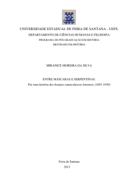 Por uma hist&oacute;ria dos festejos carnavalescos feirenses