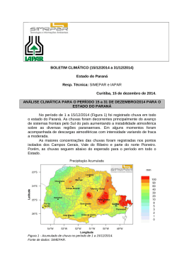 BOLETIM CLIMÁTICO (15/12/2014 a 31/12/2014) Estado