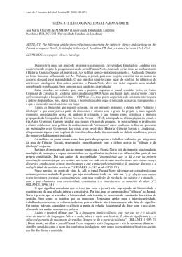 SIL&Ecirc;NCIO E IDEOLOGIA NO JORNAL PARAN&Aacute;