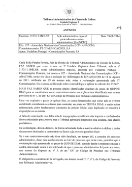 An&uacute;ncio: Notifica&ccedil;&atilde;o - processo 3173/11.3BELSB