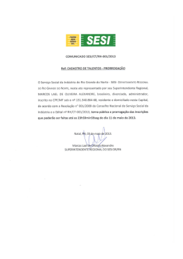 comunicado sesi/ct/rh-001/2013 - PROCESSO SELETIVO SESI / DR