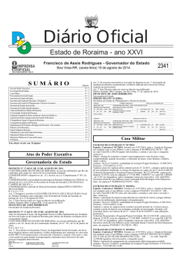 Di&aacute;rio Oficial - Imprensa Oficial do Estado de Roraima