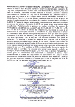 Ata de Reunião Conselho Fiscal e Diretoria do Levy Prev