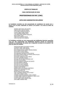 Lista dos candidatos exclu&iacute;dos - Escola Secund&aacute;ria Manuel da