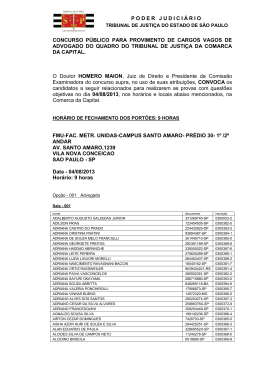 Convocação Lista dos candidatos