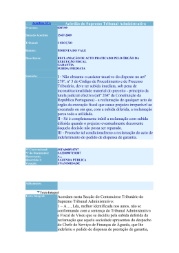 Ac&oacute;rd&atilde;o do Supremo Tribunal Administrativo I