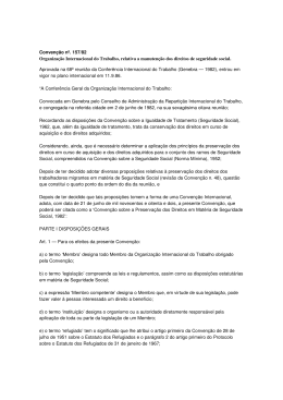 Conven&ccedil;&atilde;o n&ordm;. 157/82 Organiza&ccedil;&atilde;o Internacional do
