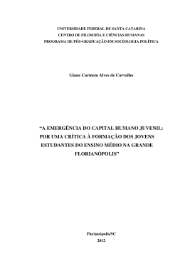a emerg&ecirc;ncia do capital humano juvenil: por uma cr&iacute;tica &agrave; forma&ccedil;&atilde;o