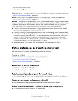 Definir prefer&ecirc;ncias de trabalho no Lightroom