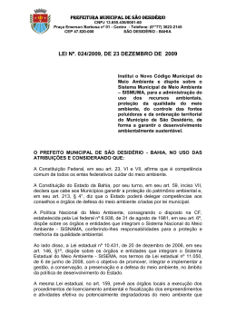Lei Municipal 024/2009 - Prefeitura Municipal de S&atilde;o Desid&eacute;rio