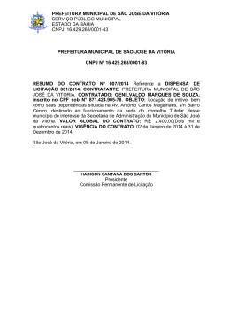 PREFEITURA MUNICIPAL DE S&Atilde;O JOS&Eacute; DA VIT&Oacute;RIA SERVI&Ccedil;O