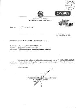 resposta do Minist&eacute;rio da Justi&ccedil;a