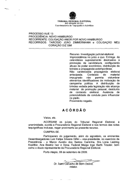 PROCESSO AIJE 13 PROCED&Ecirc;NCIA: NOVO HAMBURGO