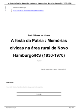 Memórias cívicas na área rural de Novo Hamburgo/RS