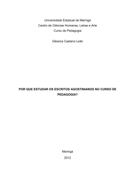 Por que estudar os escritos agostinianos no curso de - DFE