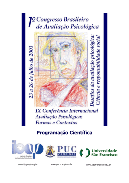Programa&ccedil;&atilde;o Cient&iacute;fica - Instituto Brasileiro de Avalia&ccedil;&atilde;o Psicol&oacute;gica