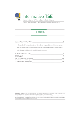 Informativo TSE n&deg; 25 &ndash; Ano 16