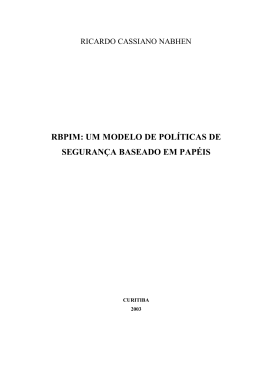 rbpim: um modelo de pol&iacute;ticas de seguran&ccedil;a baseado em pap&eacute;is